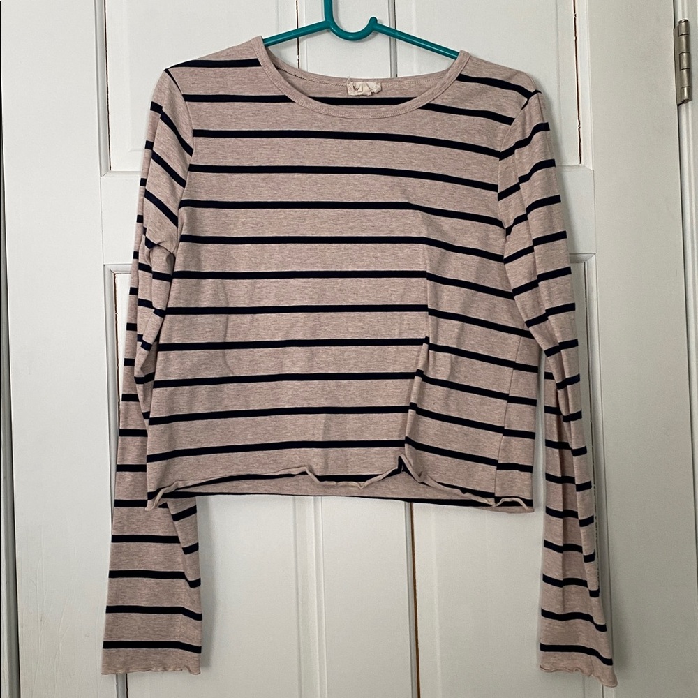 Hem & Thread Navy and Beige Striped Top